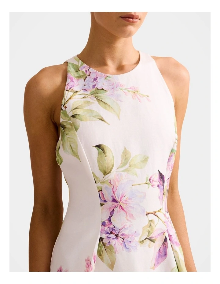 Sophia High Neck Printed Midi Dress in Multi image 4