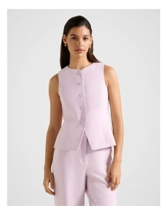 Rhylee High Neck Waistcoat in Purple