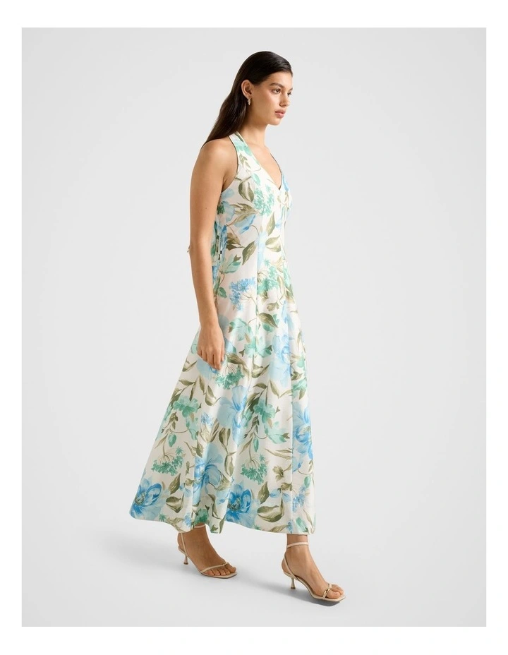 Sallie Halter Neck Bow Midi Dress in White image 3
