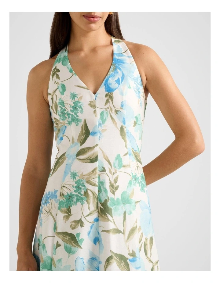 Sallie Halter Neck Bow Midi Dress in White image 4