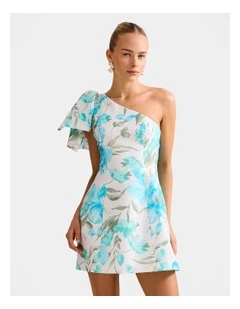 Darcy One Shoulder Bow Mini Dress in Multi