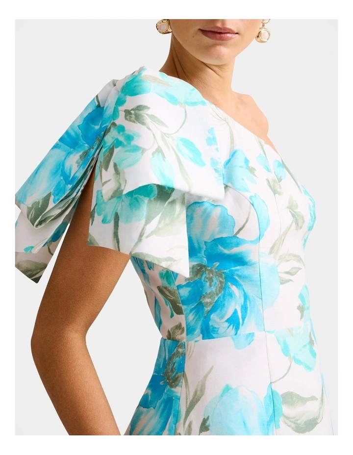 Darcy One Shoulder Bow Mini Dress in Multi image 4