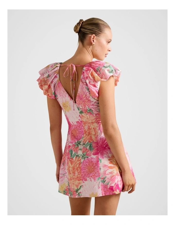 Elyssa Puff Sleeves Mini Dress in Pink image 2