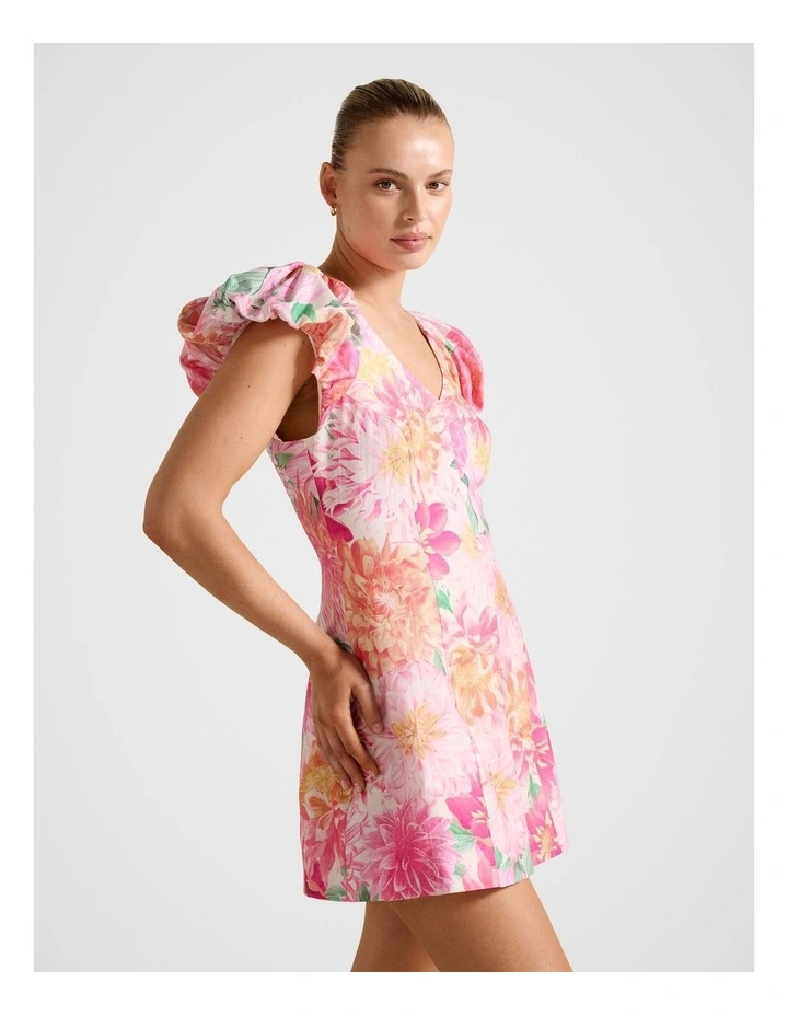 Elyssa Puff Sleeves Mini Dress in Pink image 3