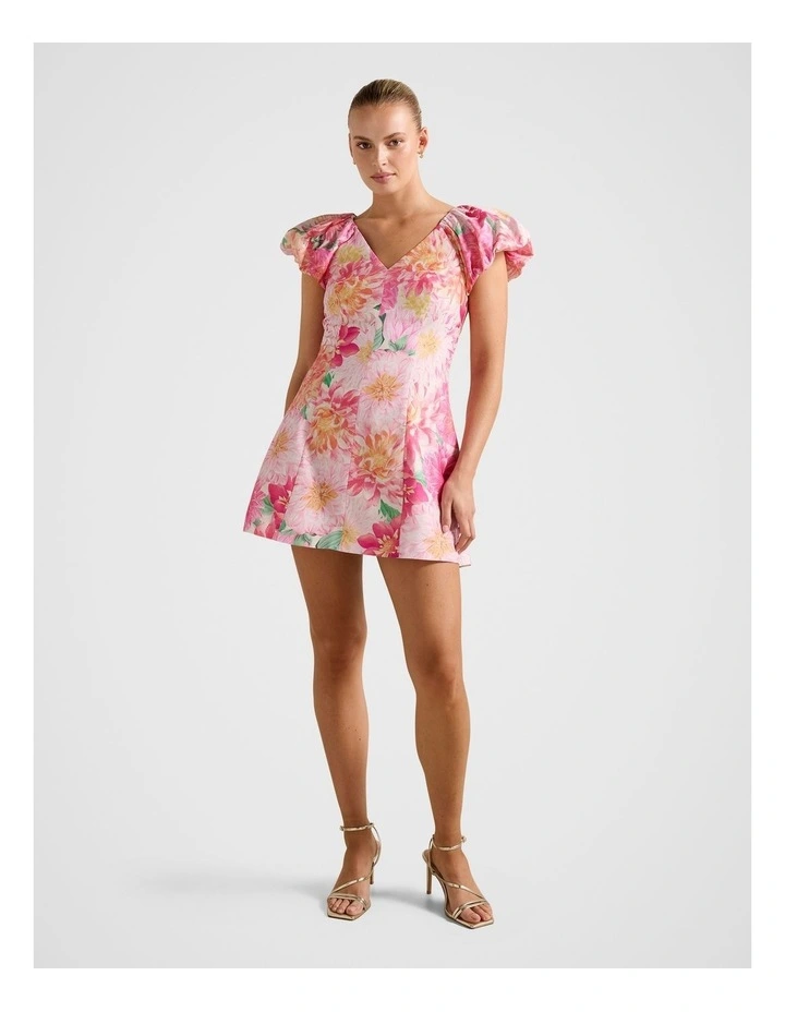 Elyssa Puff Sleeves Mini Dress in Pink image 5