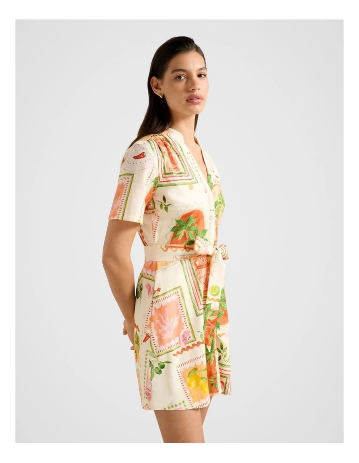 Veyda Linen Mini Shirt Dress in Multi image 3