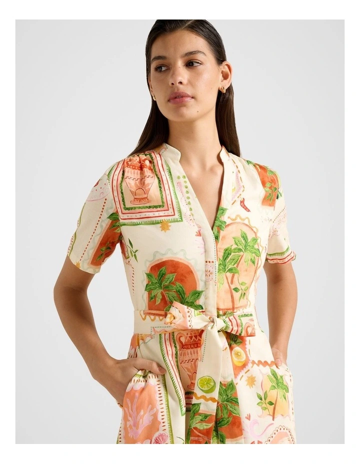 Veyda Linen Mini Shirt Dress in Multi image 4