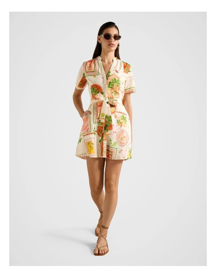 Veyda Linen Mini Shirt Dress in Multi image 5