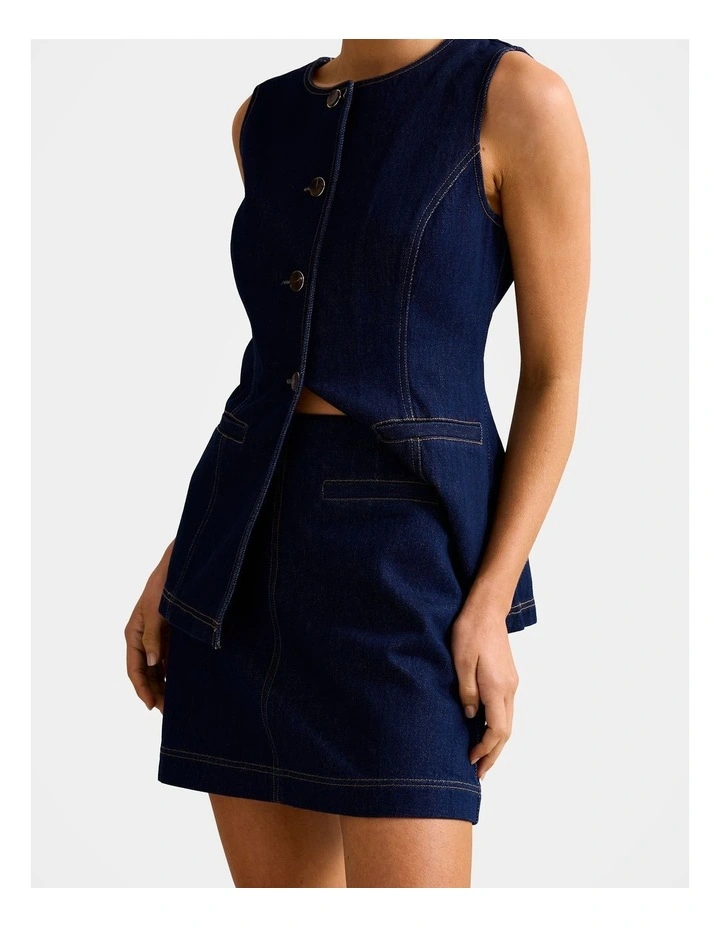 Cassie Denim Skirt in Blue image 3