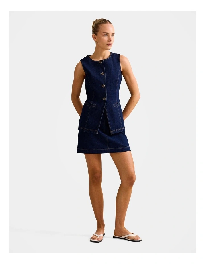 Cassie Denim Skirt in Blue image 5