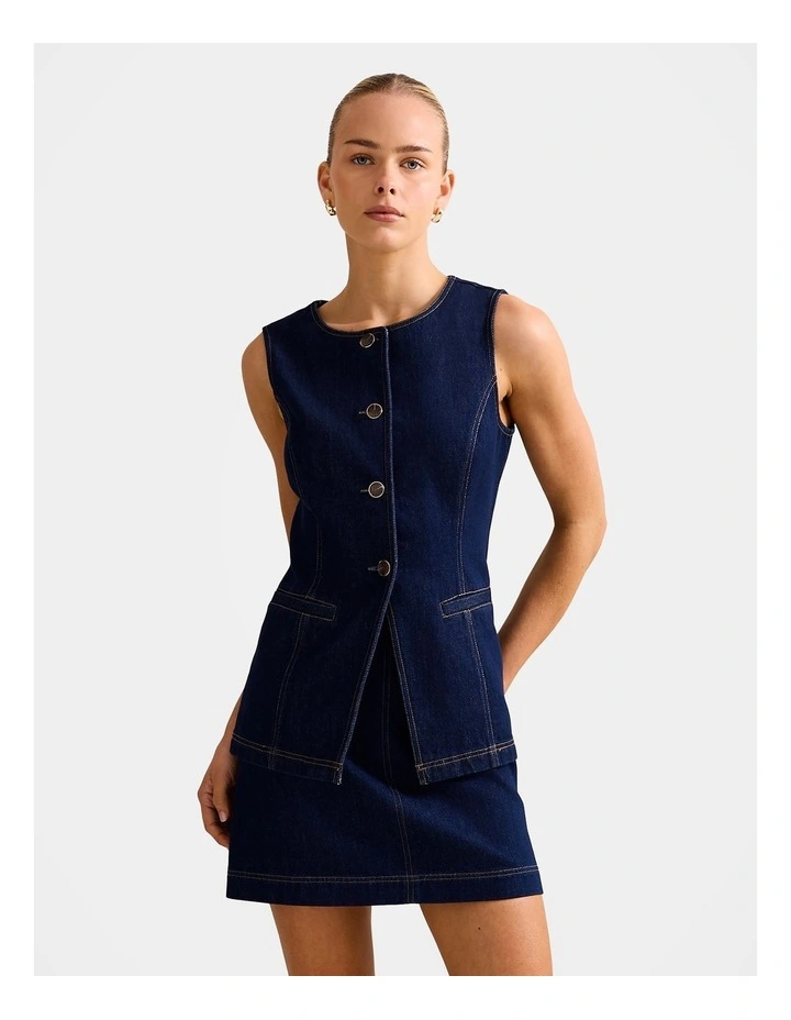 Cassie Denim Waistcoat in Blue image 1
