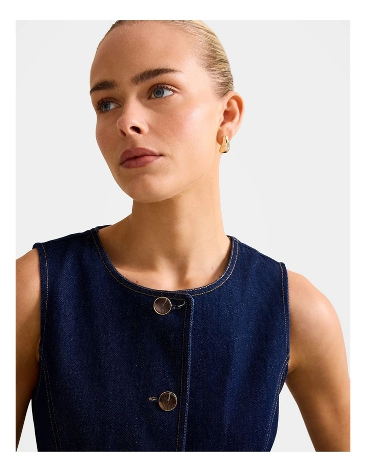 Cassie Denim Waistcoat in Blue image 4