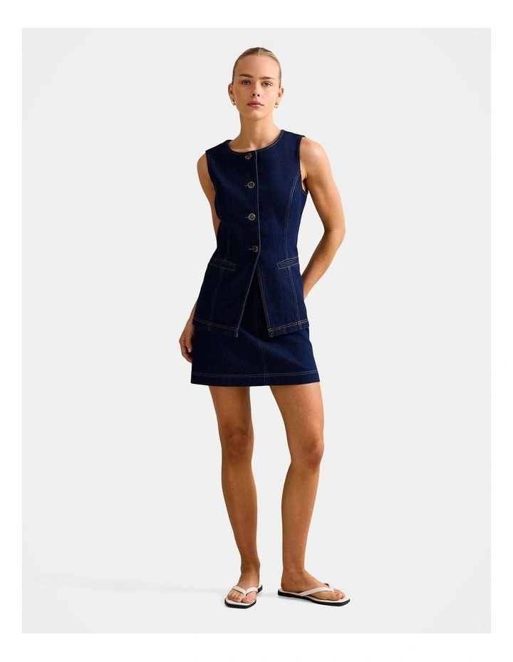 Cassie Denim Waistcoat in Blue image 5