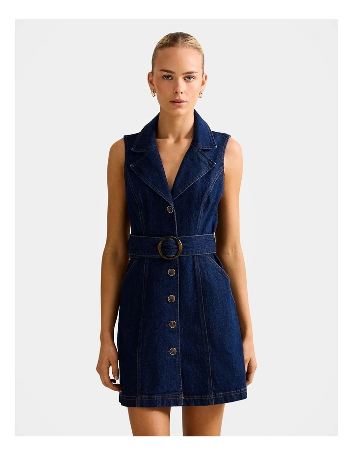 Nicola Denim Blazer Dress in Blue image 1