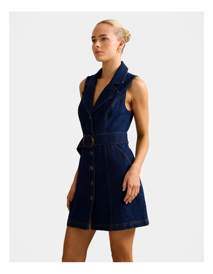 Nicola Denim Blazer Dress in Blue image 3