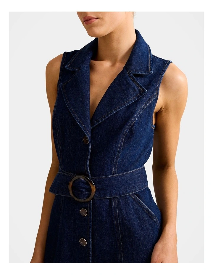 Nicola Denim Blazer Dress in Blue image 4