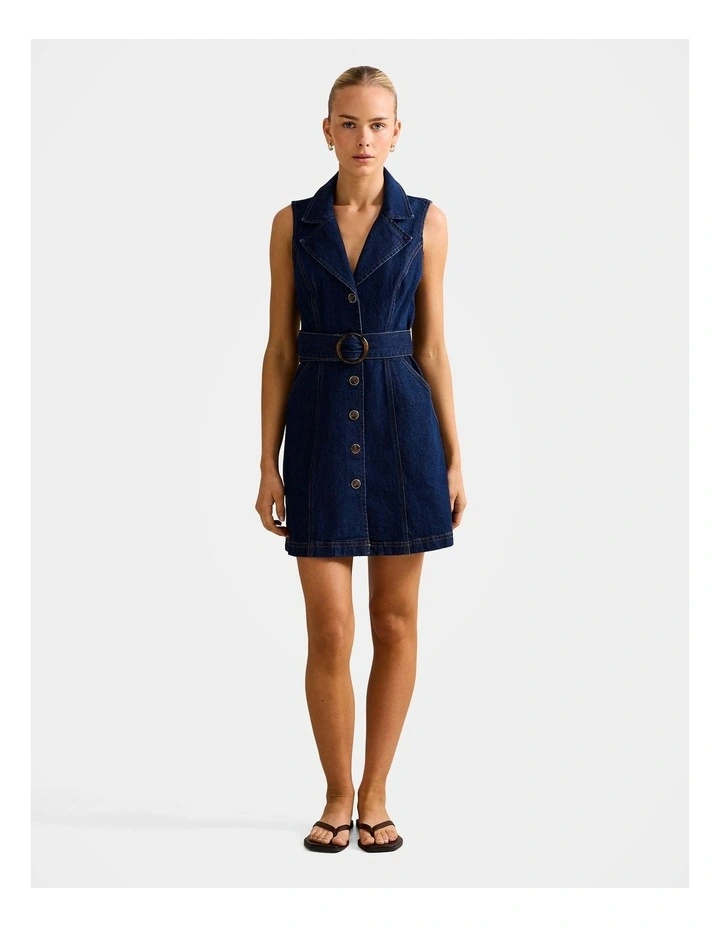 Nicola Denim Blazer Dress in Blue image 5