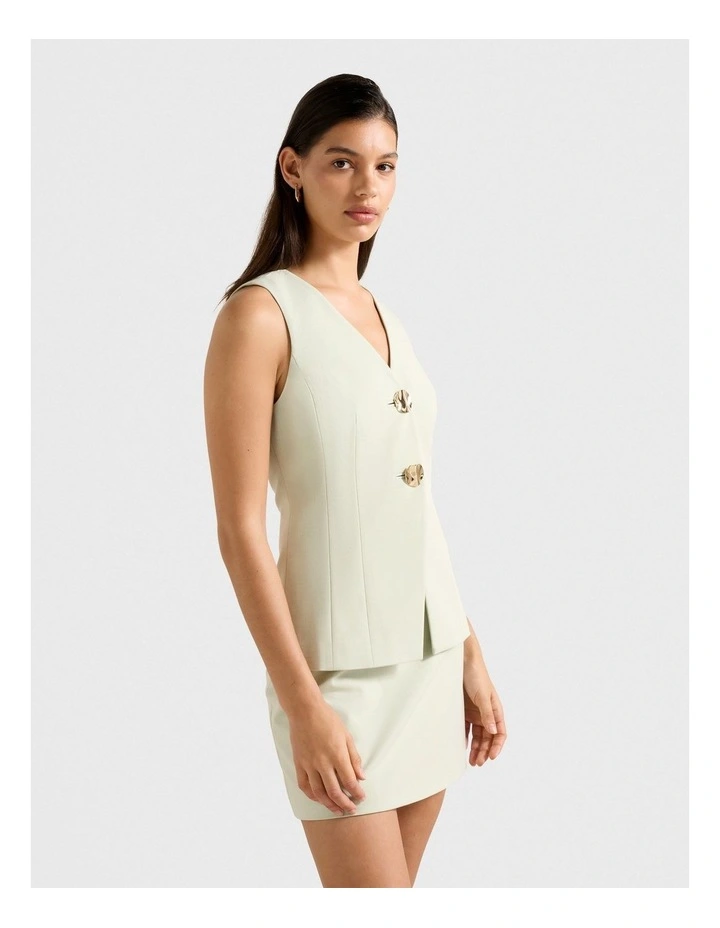 Veda Long Waistcoat in Green image 3