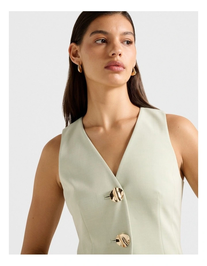 Veda Long Waistcoat in Green image 4