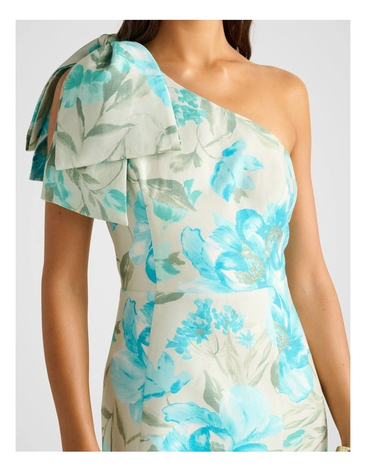 Darcy One Shoulder Bow Mini Dress in Multi image 4