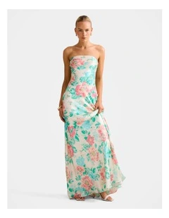 Kai Strapless Satin Maxi Dress in Multi