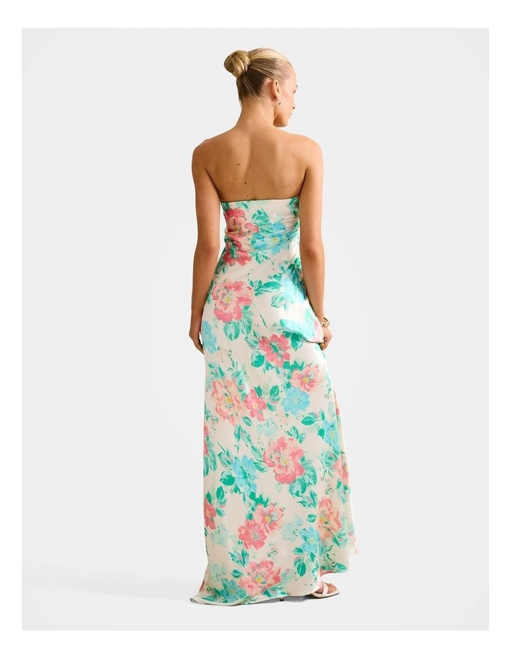 Kai Strapless Satin Maxi Dress in Multi image 2