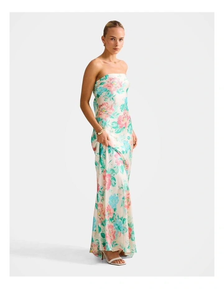 Kai Strapless Satin Maxi Dress in Multi image 3