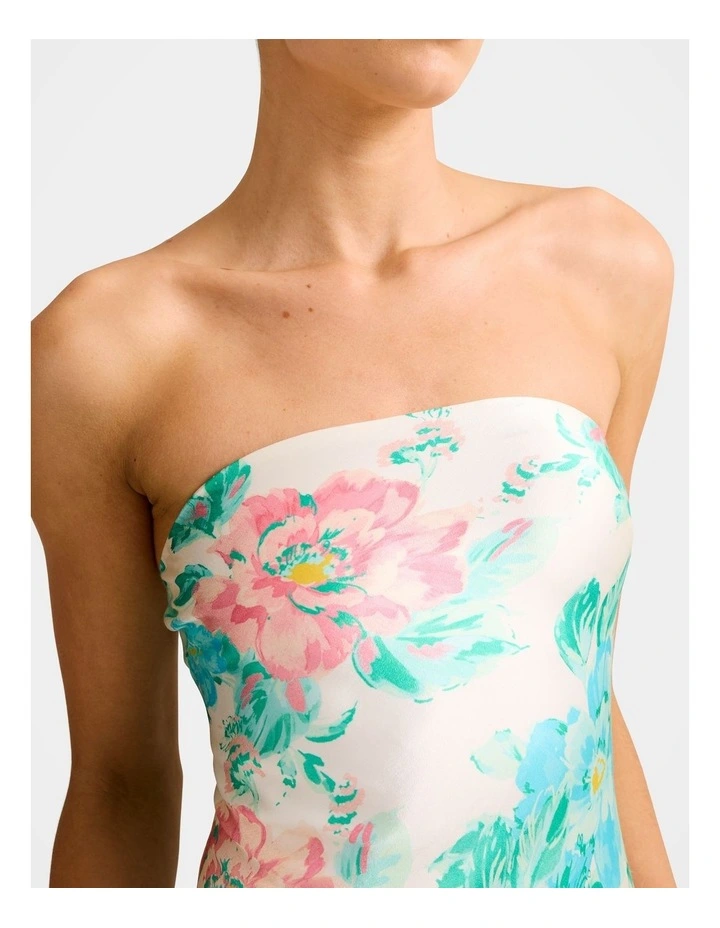 Kai Strapless Satin Maxi Dress in Multi image 4