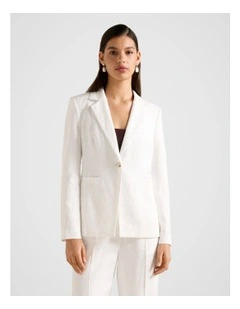 Lucy Linen Blazer in White