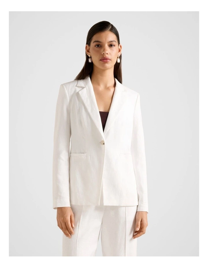 Lucy Linen Blazer in White image 1