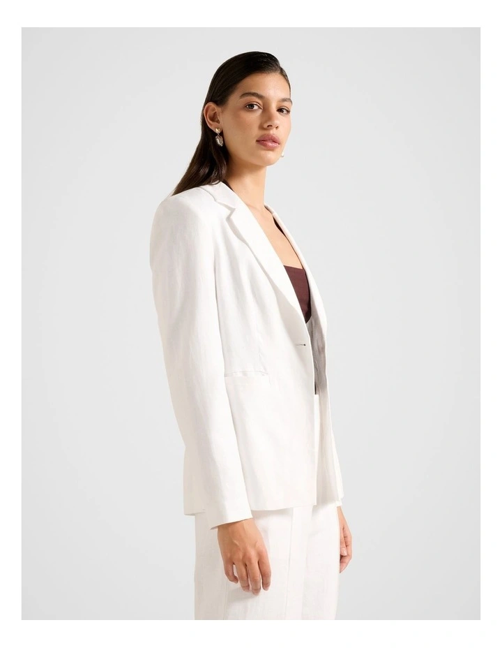 Lucy Linen Blazer in White image 3