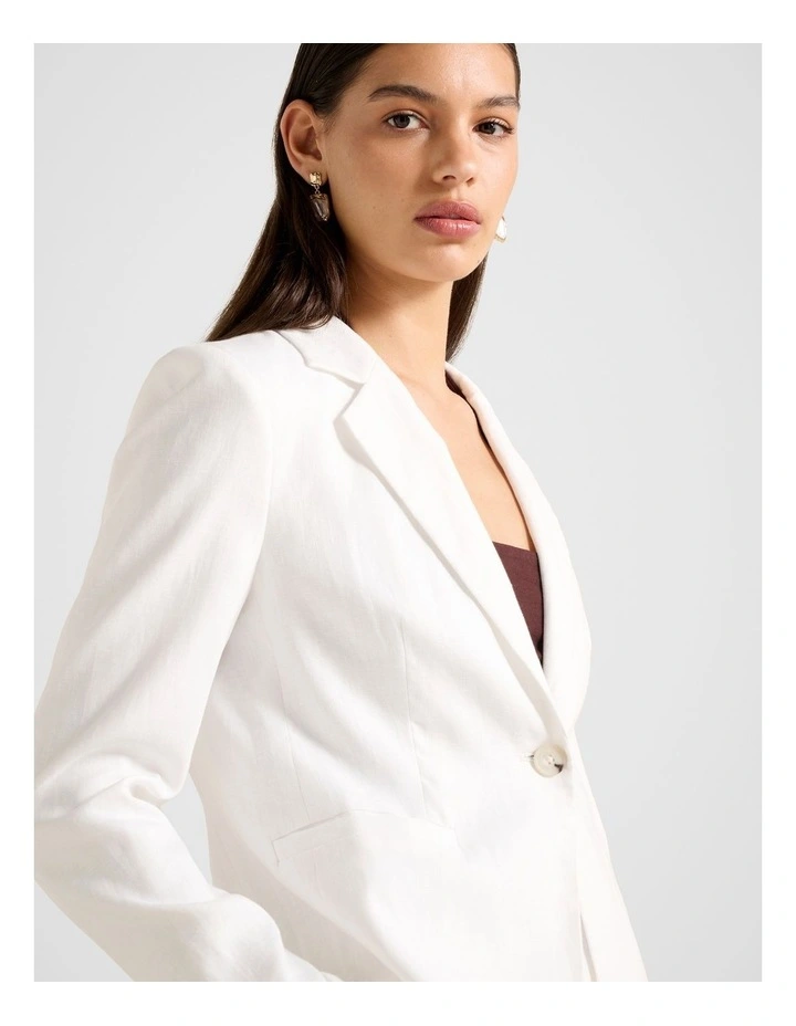 Lucy Linen Blazer in White image 4