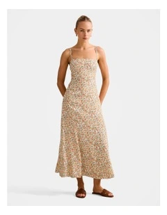 Georgina Strappy Midi Dress in Multi