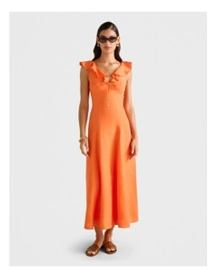 Lenny Godet Midi Dress in Orange