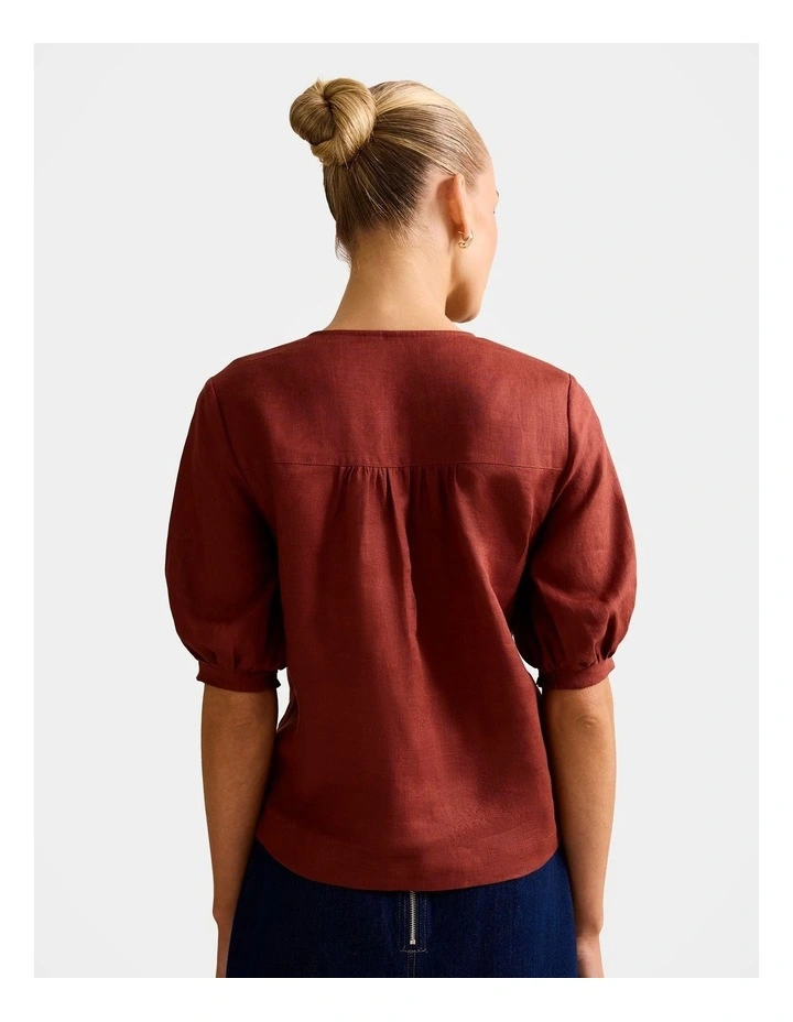 Riley Button Front Top in Brown image 2