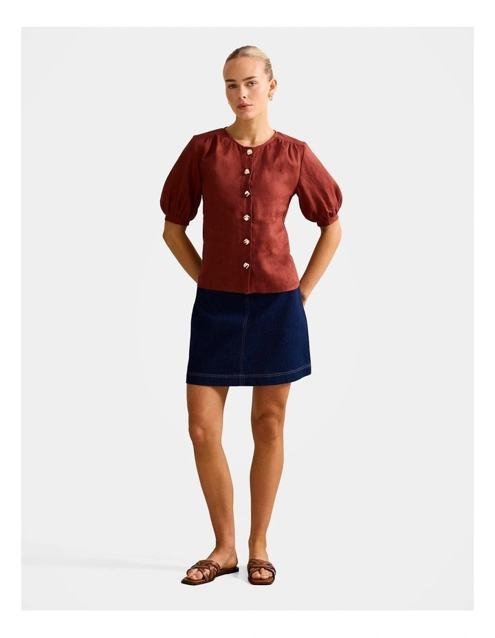 Riley Button Front Top in Brown image 5