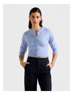Tilly Crew Neck Cardigan in Blue