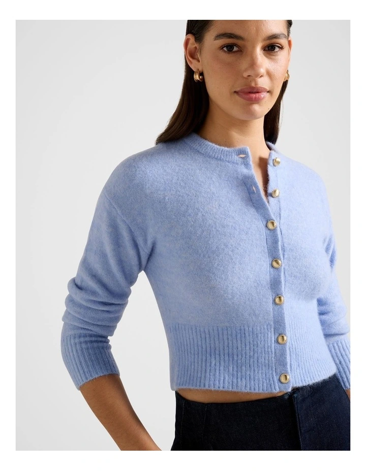 Tilly Crew Neck Cardigan in Blue image 4