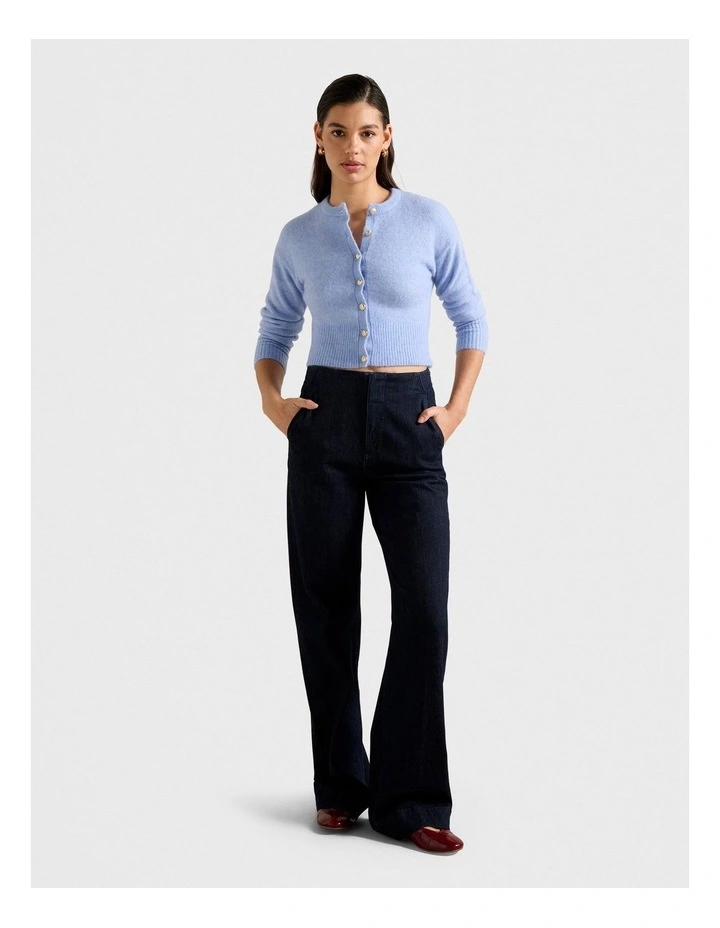 Tilly Crew Neck Cardigan in Blue image 5