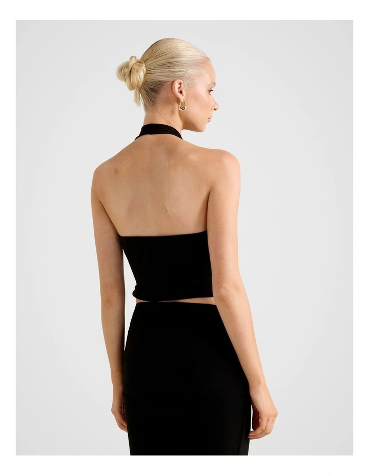 Della Cowl Halter Neck Top in Black image 2