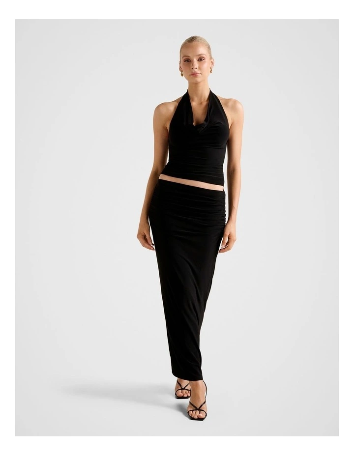 Della Cowl Halter Neck Top in Black image 5