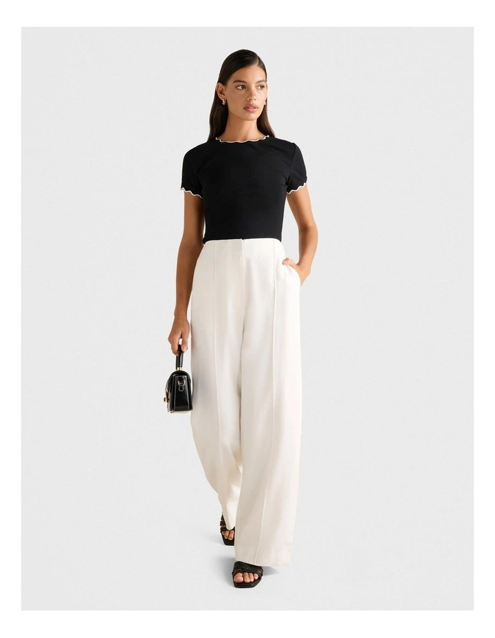 Rebecca Scallop Trim Tee in Black image 5