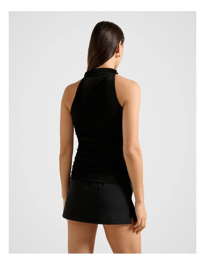 Claudia Cowl Neck Ruched Side Top in Black image 2
