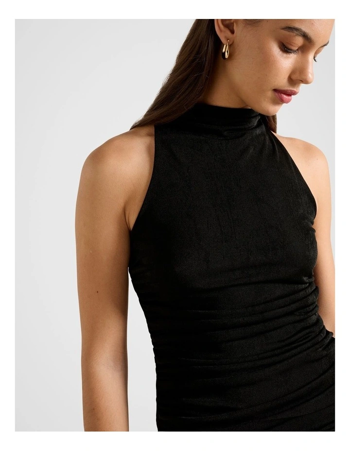 Claudia Cowl Neck Ruched Side Top in Black image 4