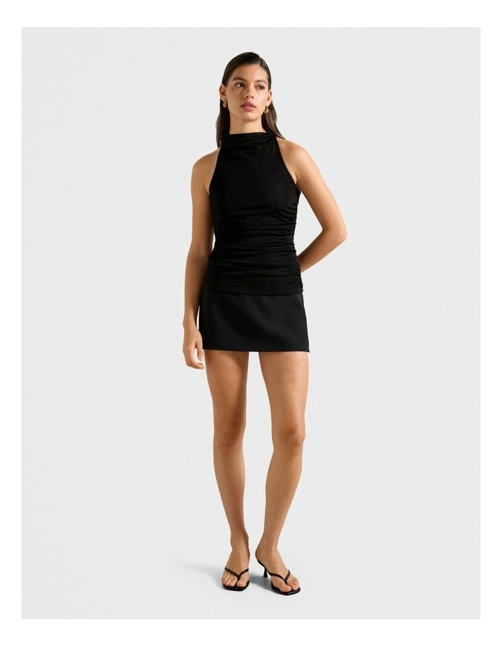 Claudia Cowl Neck Ruched Side Top in Black image 5