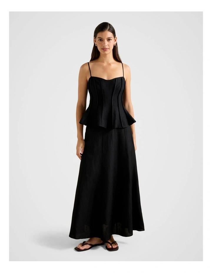 Georgina Seam Detail Skirt in Black image 5