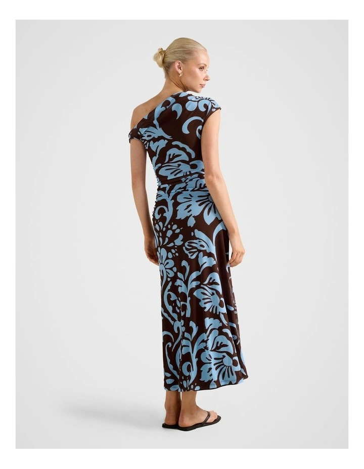 Paris Draped Mesh Midi Dress in Brown image 2