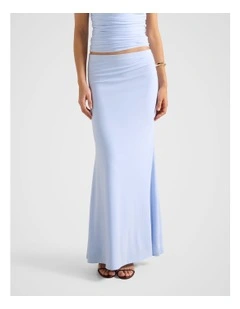 Mimi Flute Maxi Skirt in Blue