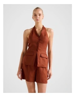 Saxon Halter Neck Waistcoat in Orange
