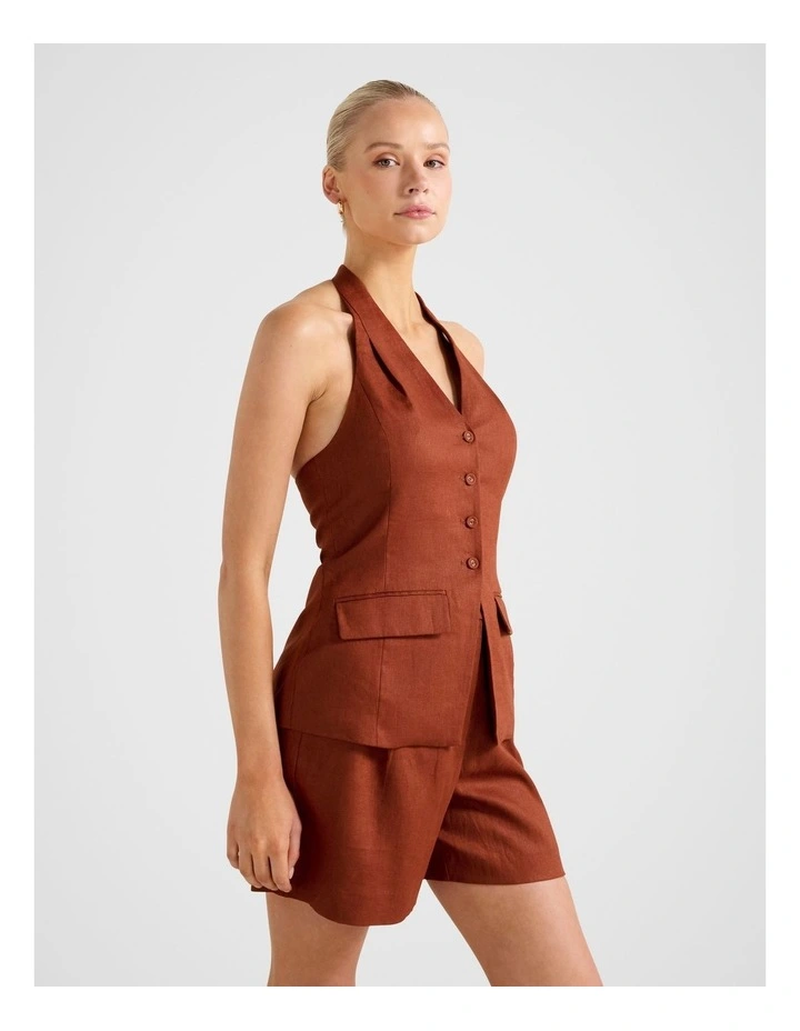 Saxon Halter Neck Waistcoat in Orange image 3